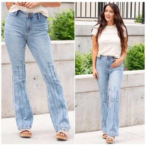 Judy Blue Boot Cut Jeans 11/30 Light Wash JB88620 Stretch Denim Seam Detail - Picture 1 of 9